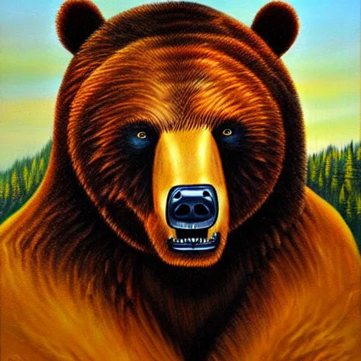Prompt: bear - totem, paleolithic cave paining