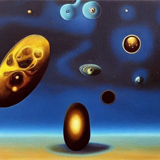 Image similar to A surrealist oil painting by Salvador Dali of outer space
