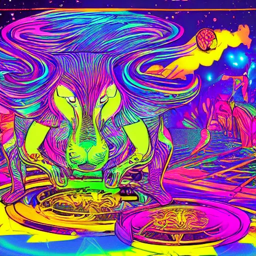 Prompt: Psychedelia Stoat and the Neon Apocalypse