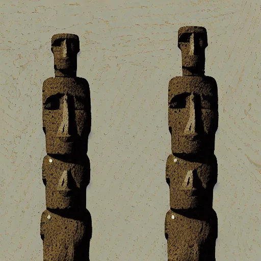 Prompt: easter island meets mapuches. illustration. digital art