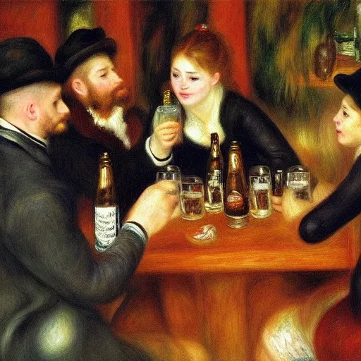 Image similar to having some beers in brewery by pierre - auguste renoir