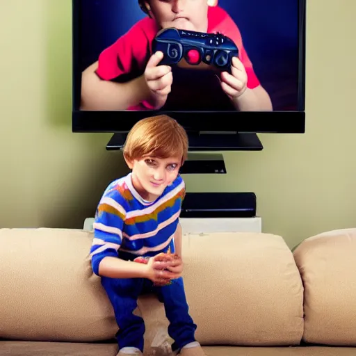 Prompt: 8 0 s style kid playing video games and being sucked into the tv screen