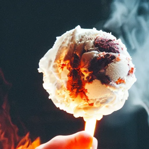 Image similar to photo of an ice cream on fire