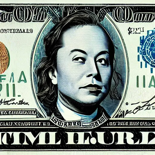 Image similar to Elon musk on the Mars Dollar bill