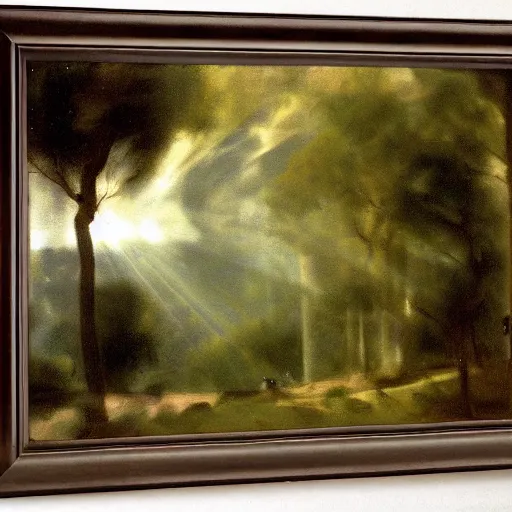 Image similar to rays of light diffracted through prism, by camille corot