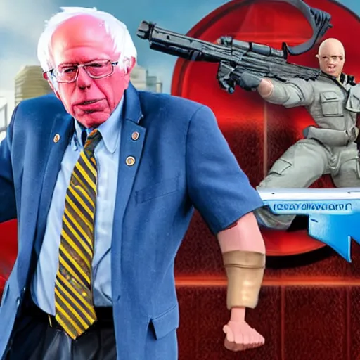 Image similar to bernie sanders as a hasbro g. i joe action figure, 4 k, hyperdetailed, photo realistic