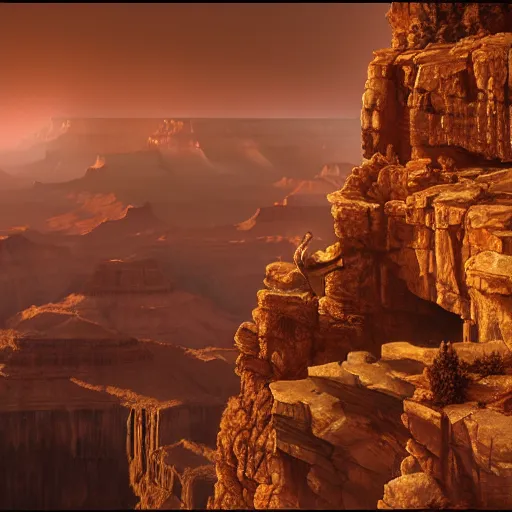 Prompt: a vast glowing city in the Grand Canyon, beautiful dynamic lighting, cinematic, wide angle establishing shot, extremely high detail, photo realistic, cinematic lighting, post processed, concept art, artstation, matte painting, style by eddie mendoza, raphael lacoste, alex ross, volumetric lighting, light rays, photorealistic, ultrarealistic, moody, coronarender, 8k