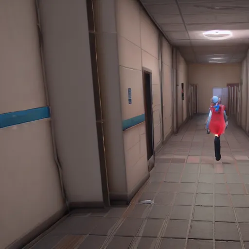 Prompt: 3rd person horror, female protagonist, hospital level, n64 screenshot