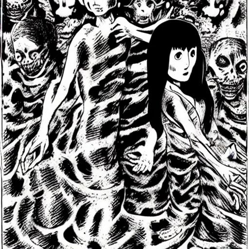 Prompt: fantasy nightmare, horror, Junji Ito