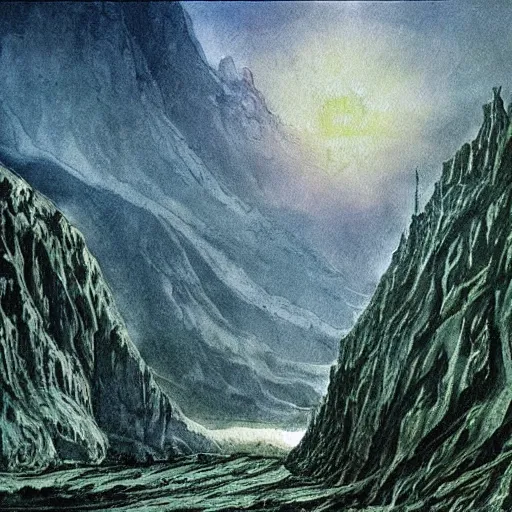 Prompt: minas morgul detailed water paint in the style of Caspar david Friedrich, very detailed, intricate,