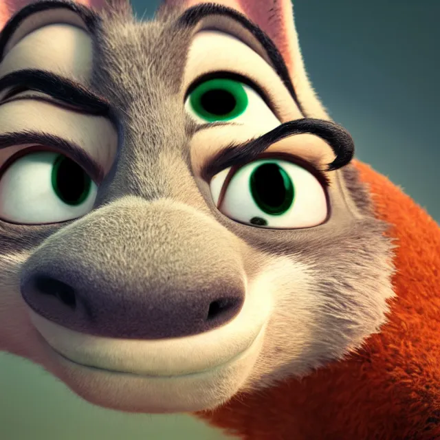 Image similar to portrait the style of zootopia. volumetric lighting, subsurface scattering, hyperrealistic, octane render, hyperdetailed