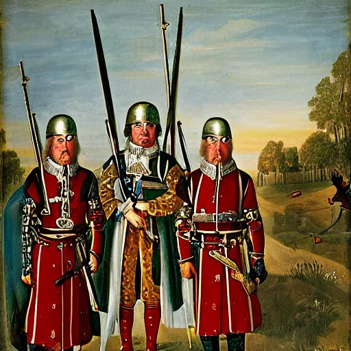 Prompt: portrait of the three stuges in the 30 years war