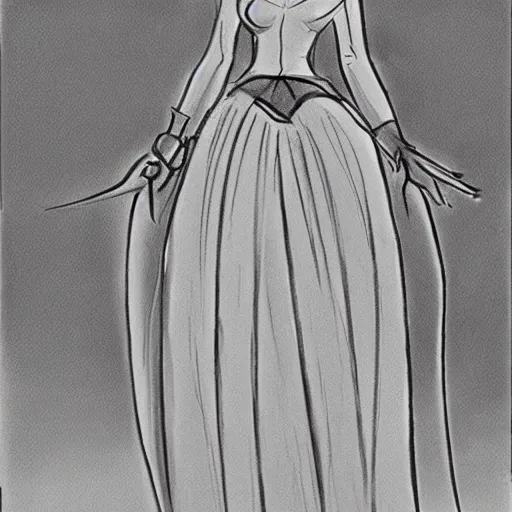 Image similar to milt kahl sketch of victoria justice with curvy body as princess padme from stars wars episode 3