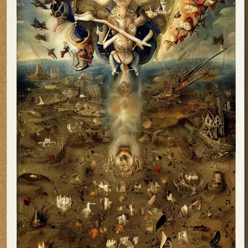 Image similar to war in heaven by heirnonymus Bosch