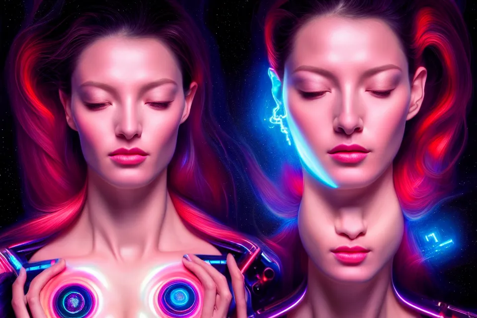 Image similar to beauty woman in holograms of alien artifacts, electrical case display, total recall tech, , ultrarealistic, dramatic lighting, electrical details, high details, 4k, 8k, best, accurate, trending on artstation, artstation, photorealism, ultrarealistic, digital painting, style of Tristan Eaton Stanley Artgerm and Hajime Sorayama, Caravaggio, Boris Vallejo