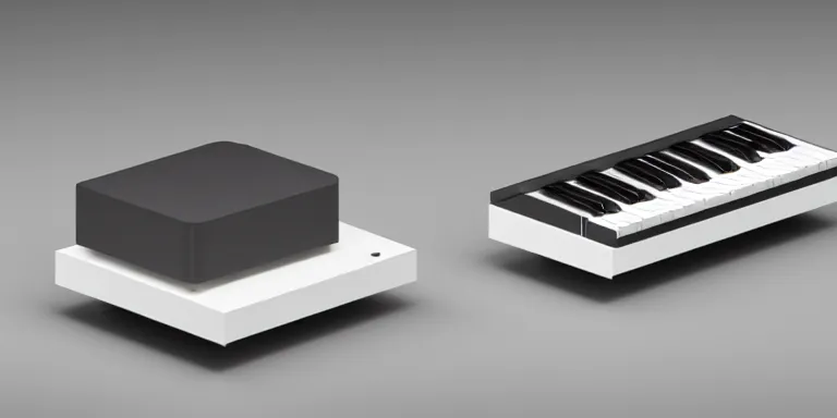 Image similar to dezeen showroom , lot2046, archdaily, minimalissimo, houdini , teenage engineering moad, product design concept, product shot, top down view of moog melotron synthesizer 3d model made by jony ives, dieter rams, 8k, high detailed photo