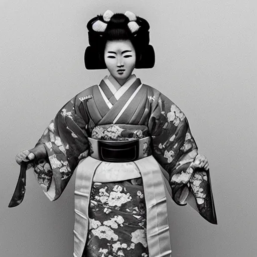 Image similar to geisha as a samurai, in battle, advertising photography