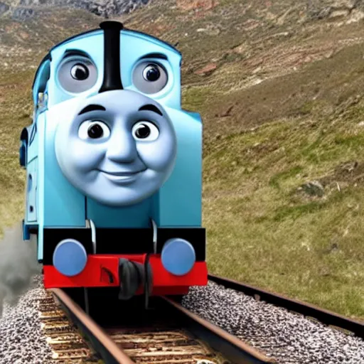 Prompt: jeff bezos as a train in thomas the tank engine