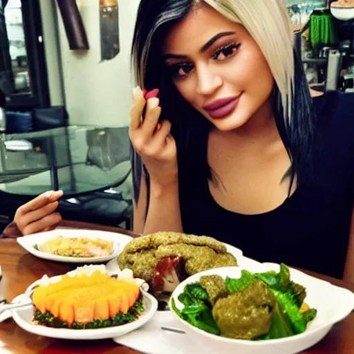 Prompt: kylie jenner eating typical brazilian food, photorealistic, ultra detailed, cinematic