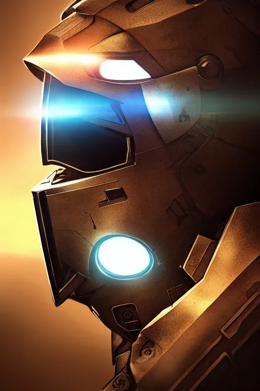 Image similar to robot ninja mask helmet halo master chief radiating a glowing aura global illumination ray tracing hdr fanart arstation by ian pesty and katarzyna da „ bek - chmiel