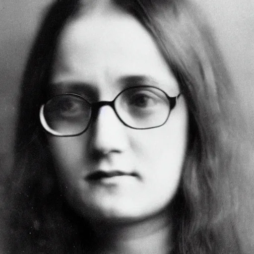 Prompt: beautifull frontal portrait of a 4 eyed woman, monochrome photograph taken in 1910, grainy, film grain