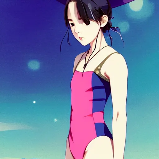 Image similar to a beautiful boyish japanese emma watson alluring instagram model, wearing elegant japanese hiphop leotard outfit with subtle mayan patterns and native fashion, aztec street fashion bathing suit, jrpg fashion, gapmoe yandere grimdark, trending on pixiv fanbox, painted by greg rutkowski makoto shinkai takashi takeuchi studio ghibli, akihiko yoshida