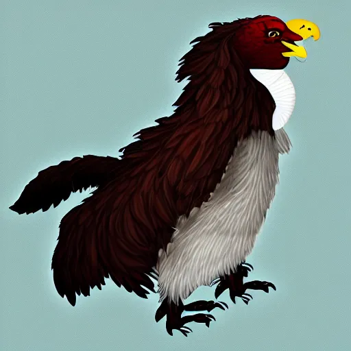 Prompt: digital painting of an elegant but deadly chicogriff, griffin chicogriff hybrid monster