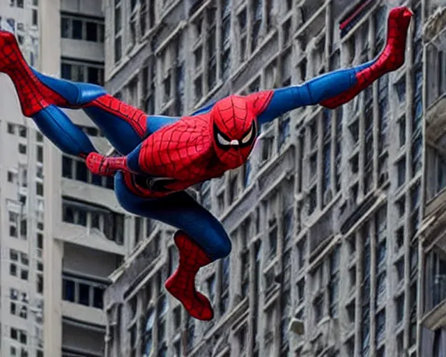 Image similar to photograph of spider - man on a building movie set