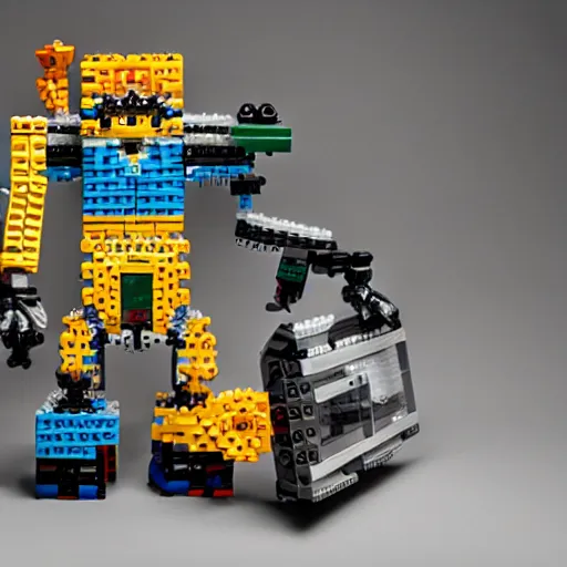 Image similar to robotic legos put themselves together, large format photography, ultra detailed