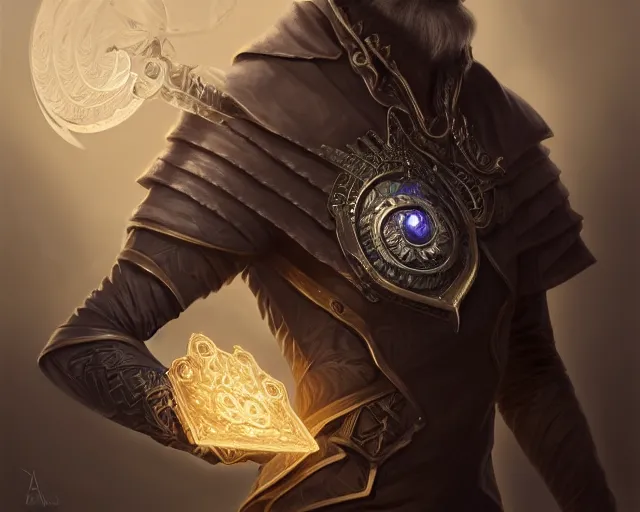 Prompt: a mind - blowing portrait of a young shadow mage male, wearing a vest with diamond pattern, wearing a wizard hat, joyful, d & d, fantasy, intricate, elegant, highly detailed, digital painting, artstation, concept art, matte, sharp, illustration, hearthstone, art by artgerm and greg rutkowski and alphonse mucha