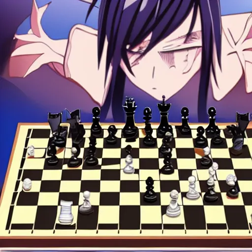Prompt: intense chess match anime style