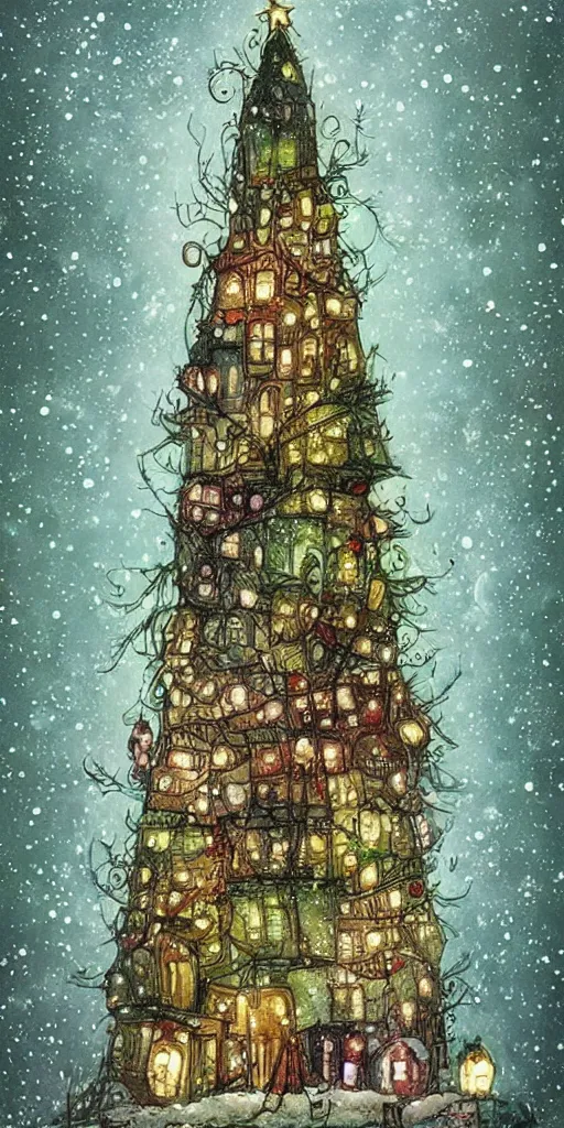 Image similar to an indoor christmas tree scene by alexander jansson