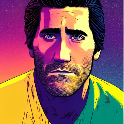 Prompt: jake gyllenhaal retro minimalist portrait by jean giraud, moebius starwatcher comic, 8 k