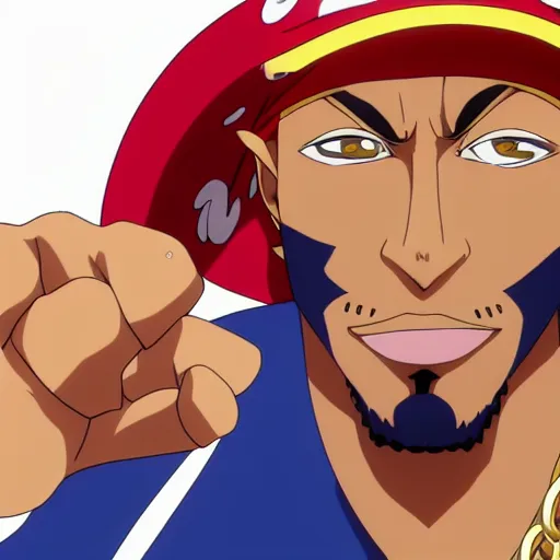 Image similar to A still of Tupac Shakur in One Piece Anime Series, 8k Resolution. Tupac