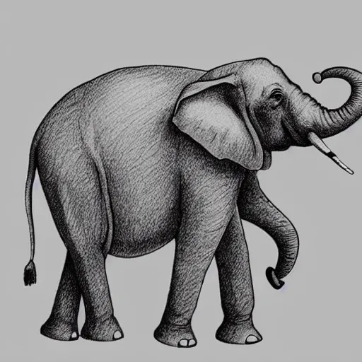 realistic elephant drawing trunk up