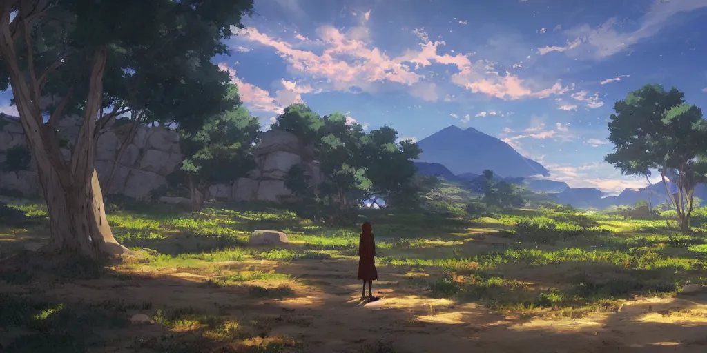 Image similar to a stunning biblical landscape by makoto shinkai