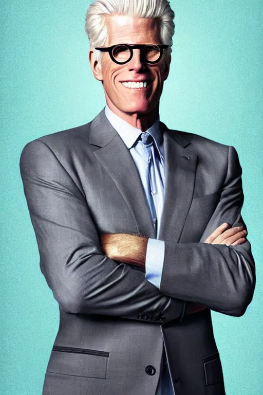 Image similar to a painting of ted danson in the good place, art by robin eley