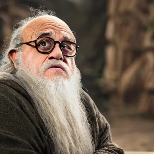 Image similar to movie still of danny devito starring as gandalf in the 2 0 2 6 lord of the rings movie