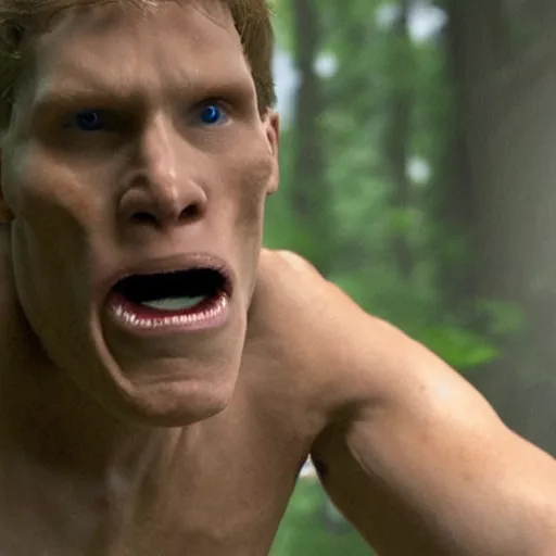 Prompt: Live Action Still of Jerma in Friday the 13th, real life, hyperrealistic, ultra realistic, realistic, highly detailed, epic, HD quality, 8k resolution, body and headshot, film still