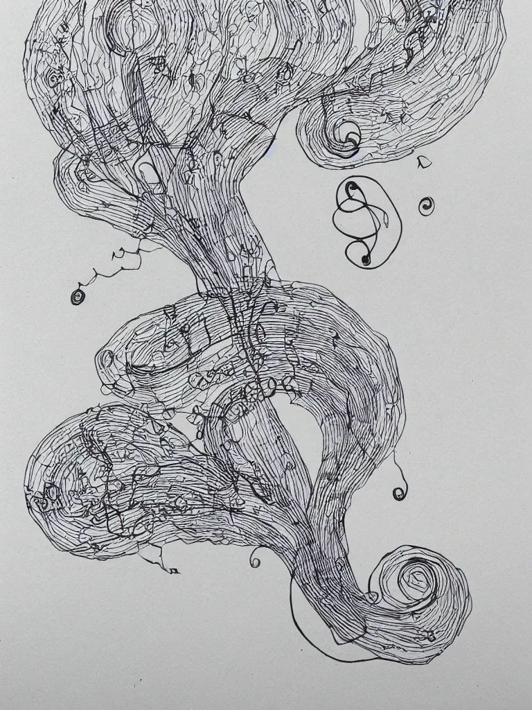 Prompt: single line drawing, acorn turns into a tree in shape of treble clef, two half drawing one with bursts of color, trending on art station, continuous line drawing, ONE LINE