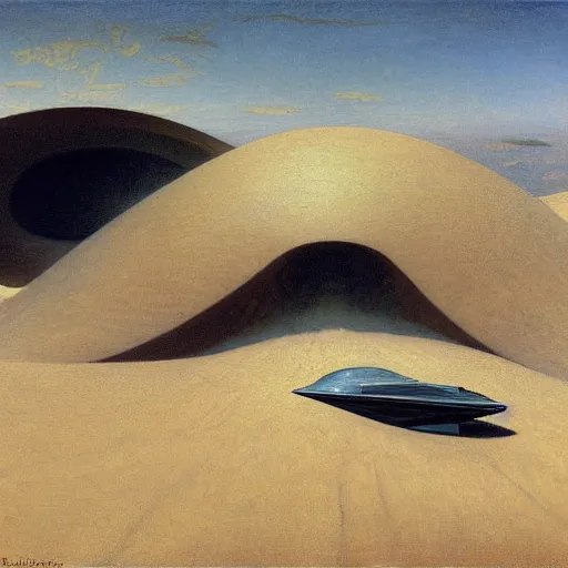 Image similar to detailed painting of a dune spaceship, bouguereau