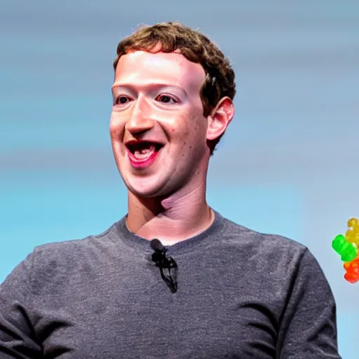 Image similar to photo of mark zuckerberg mouth full of gummy worms