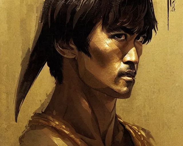 Image similar to a portrait of bruce lee in the style of renaissance tuscany, art by greg rutkowski and artgerma, stunning! concept art, character design