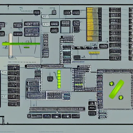 Image similar to schematic of a 100 floor nuclear bunker, with food production, energy production and storage, and highly detailed logistics