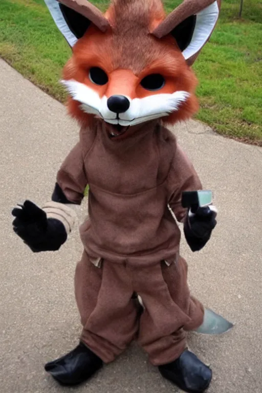 Image similar to an anthropomorphic fox, fursuit!!!!, cosplay