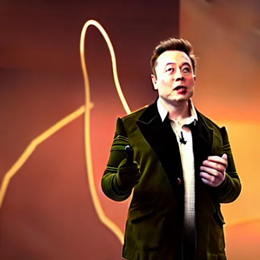 Image similar to elon musk with very long pair of golden tusks growing out of his cheeks 8 k ultra realistic, award winning, unreal engine 5, masterpiece, atmosphere glow, hyperrealistic, focused, extreme details, cinematic