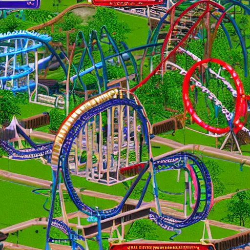 Prompt: rollercoaster tycoon dystopia