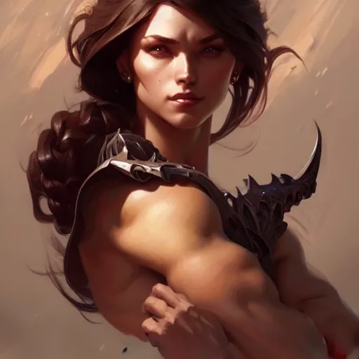 Image similar to , muscular upper body, D&D, fantasy, intricate, elegant, highly detailed, digital painting, artstation, concept art, smooth, sharp focus, illustration, art by artgerm and greg rutkowski and alphonse mucha