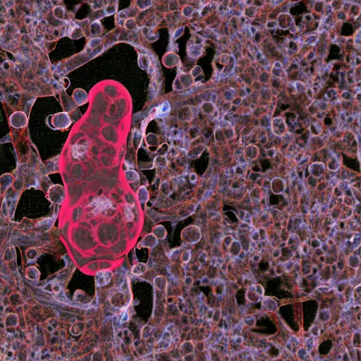 Image similar to a microscopy image showing an abnormal stained nucleus