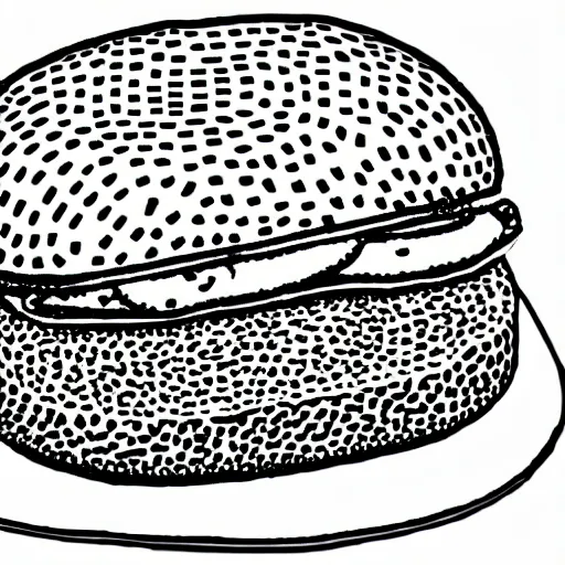 Image similar to wagyu beef sandwich, illustration by keith haring